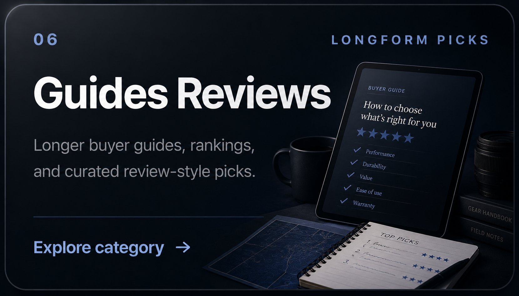 Guides Reviews category card